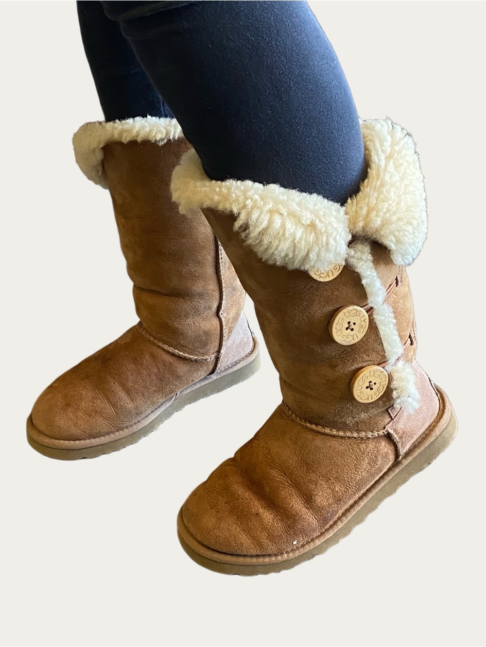 UGG Brown and Cream Winter Boots with Shearling Lining
